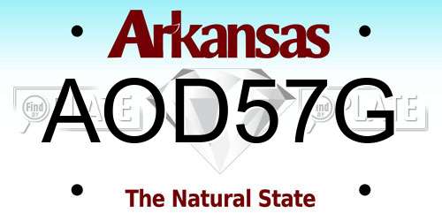 AOD57G Arkansas License Plate