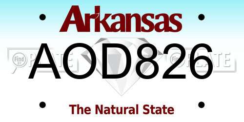 AOD826 Arkansas License Plate