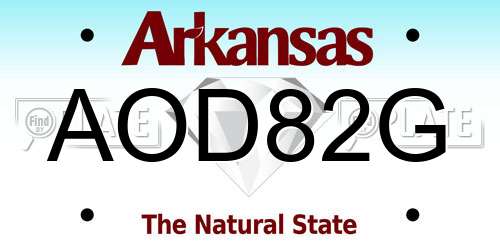 AOD82G Arkansas License Plate