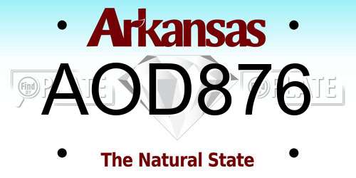AOD876 Arkansas License Plate