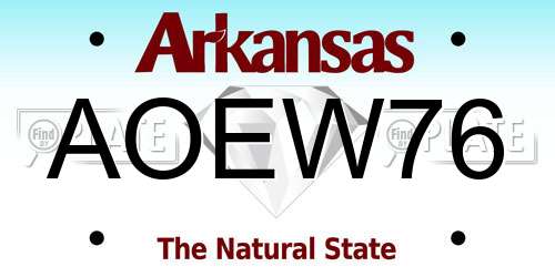 AOEW76 Arkansas License Plate