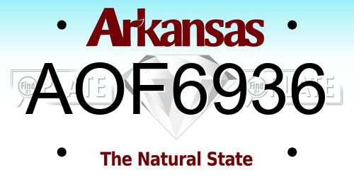 AOF6936 Arkansas License Plate