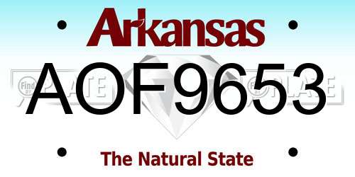 AOF9653 Arkansas License Plate