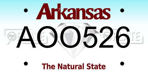 AOO526 Arkansas License Plate