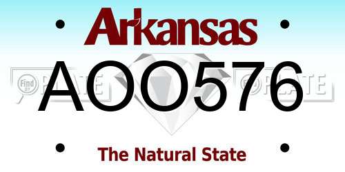 AOO576 Arkansas License Plate
