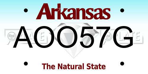 AOO57G Arkansas License Plate