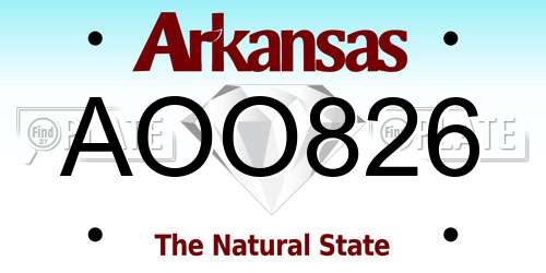 AOO826 Arkansas License Plate
