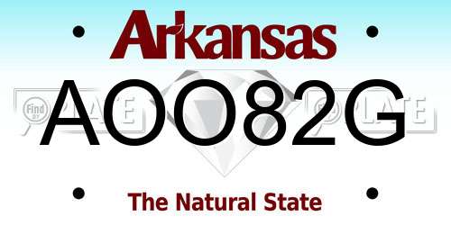 AOO82G Arkansas License Plate