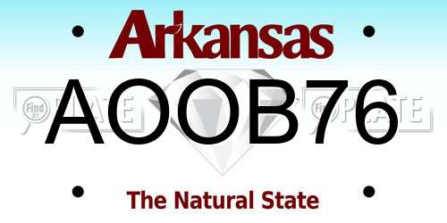 AOOB76 Arkansas License Plate
