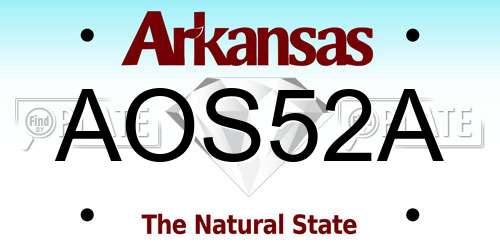 AOS52A Arkansas License Plate
