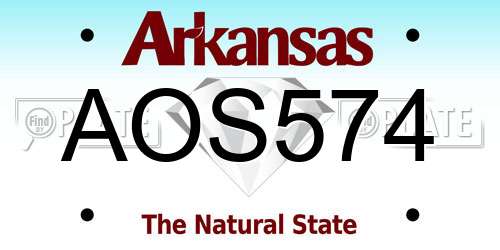 AOS574 Arkansas License Plate