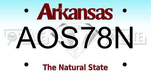 AOS78N Arkansas License Plate