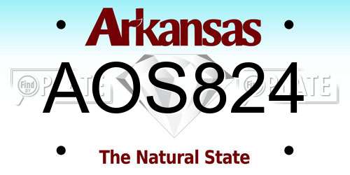 AOS824 Arkansas License Plate