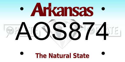 AOS874 Arkansas License Plate