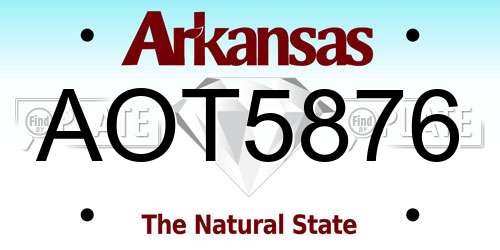 AOT5876 Arkansas License Plate