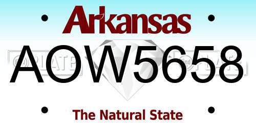 AOW5658 Arkansas License Plate