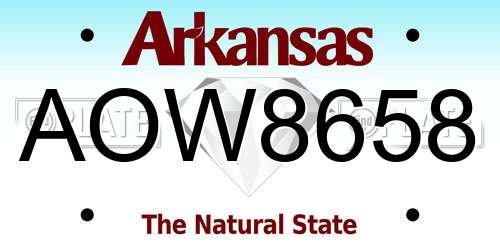 AOW8658 Arkansas License Plate