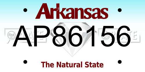 AP86156 Arkansas License Plate