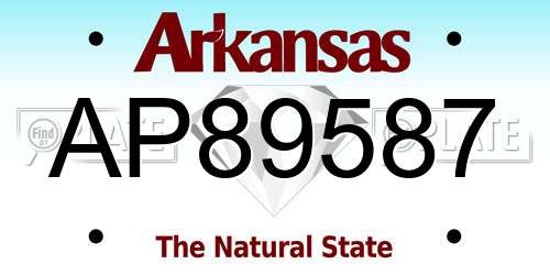 AP89587 Arkansas License Plate