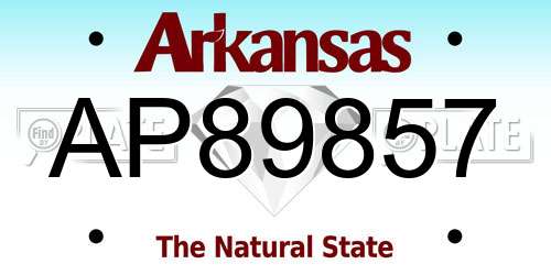 AP89857 Arkansas License Plate