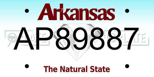 AP89887 Arkansas License Plate