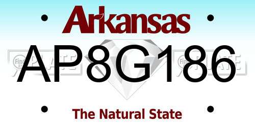 AP8G186 Arkansas License Plate