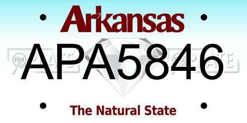 APA5846 Arkansas License Plate