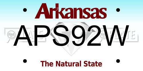 APS92W Arkansas License Plate