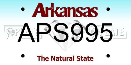 APS995 Arkansas License Plate