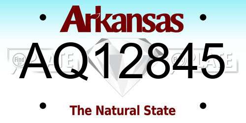 AQ12845 Arkansas License Plate