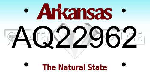 AQ22962 Arkansas License Plate