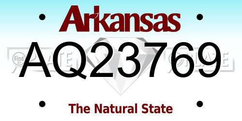 AQ23769 Arkansas License Plate
