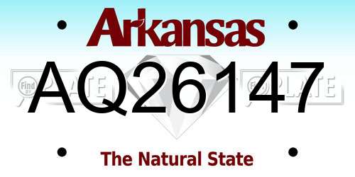 AQ26147 Arkansas License Plate