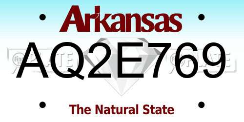 AQ2E769 Arkansas License Plate