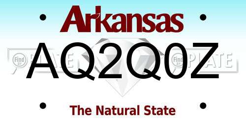 AQ2Q0Z Arkansas License Plate