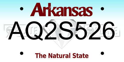 AQ2S526 Arkansas License Plate