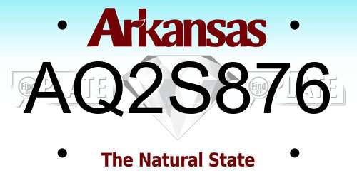 AQ2S876 Arkansas License Plate
