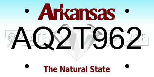 AQ2T962 Arkansas License Plate