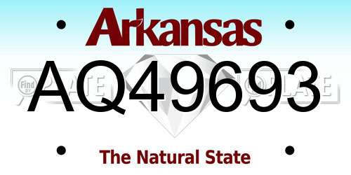 AQ49693 Arkansas License Plate