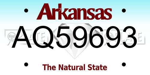 AQ59693 Arkansas License Plate