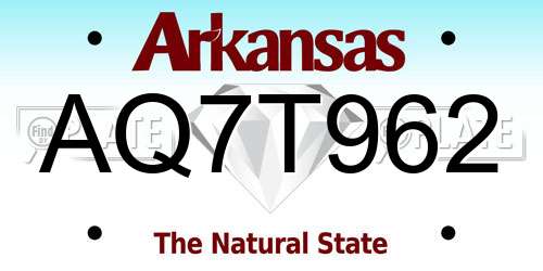 AQ7T962 Arkansas License Plate