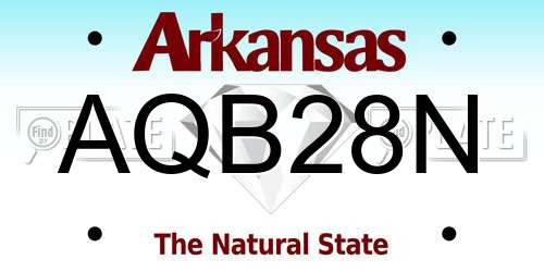 AQB28N Arkansas License Plate