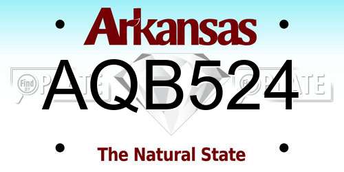 AQB524 Arkansas License Plate