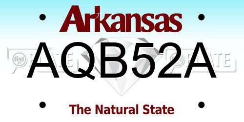 AQB52A Arkansas License Plate