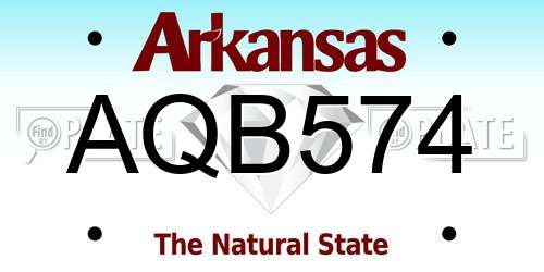 AQB574 Arkansas License Plate