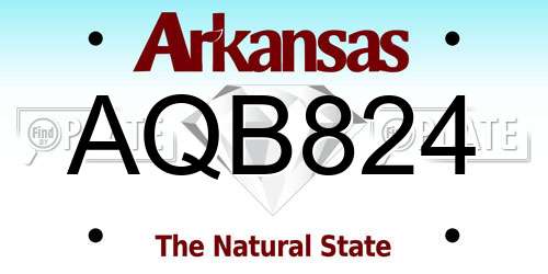AQB824 Arkansas License Plate