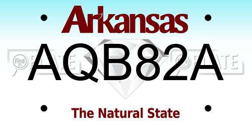 AQB82A Arkansas License Plate