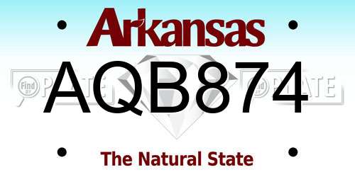 AQB874 Arkansas License Plate