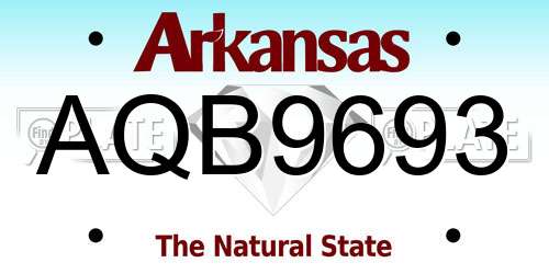 AQB9693 Arkansas License Plate
