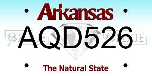 AQD526 Arkansas License Plate